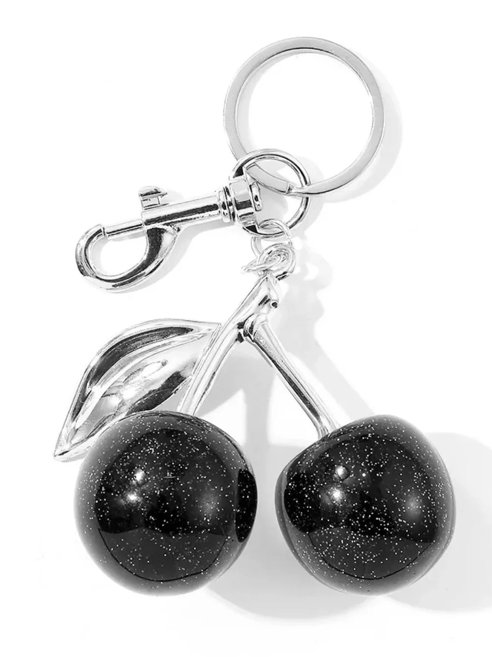 Cherry Black Glitter Keychain NWT